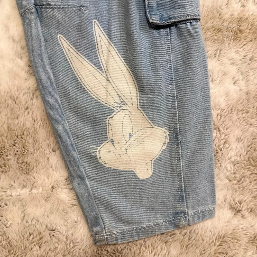 NWT Justice youth girls, Looney Tunes barrel jeans, size 7
